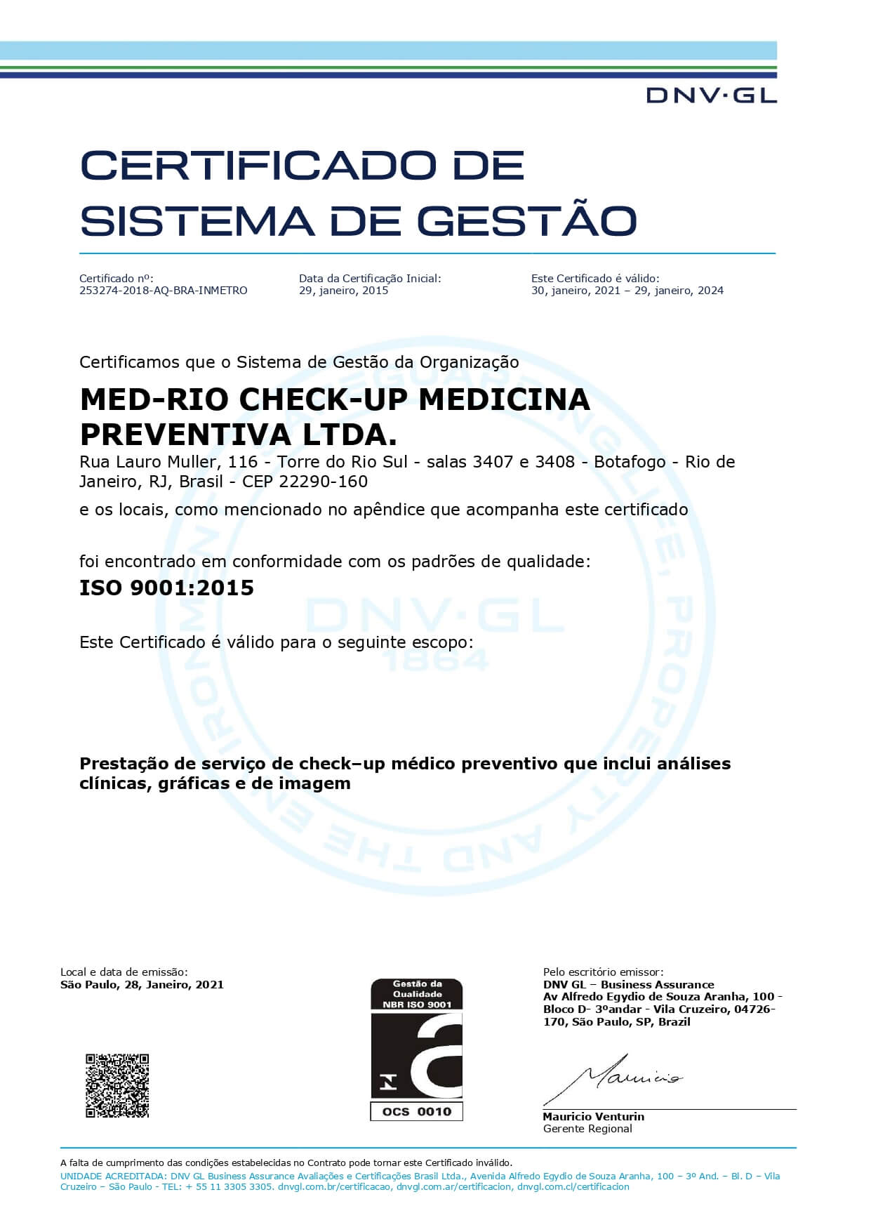 Certificado ISO-9001:2015