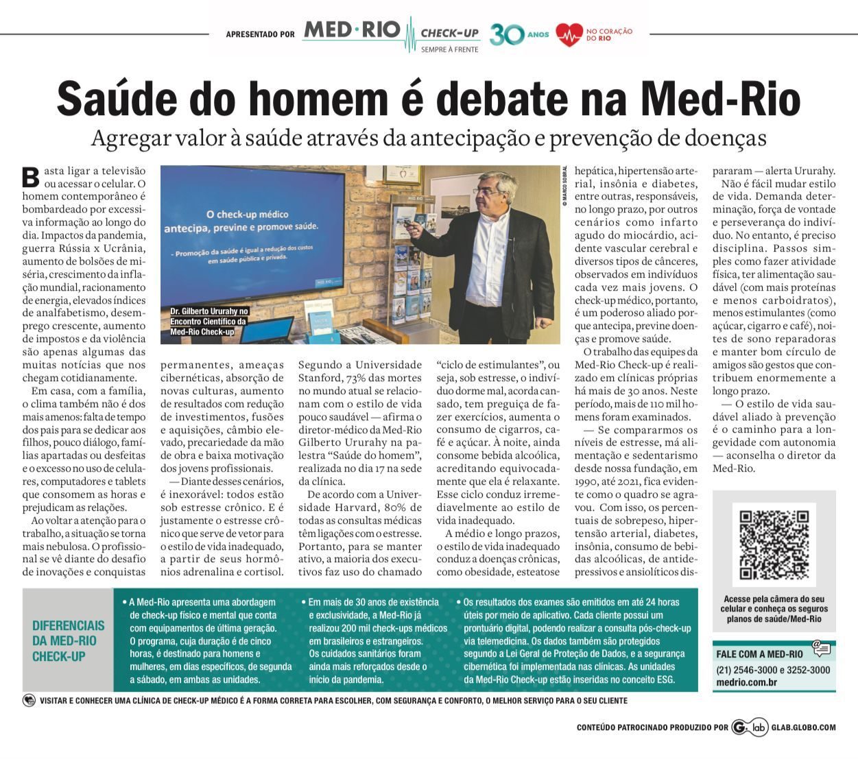 O GLOBO: Saúde do homem é debate na Med-Rio - Agregar valor à saúde ...