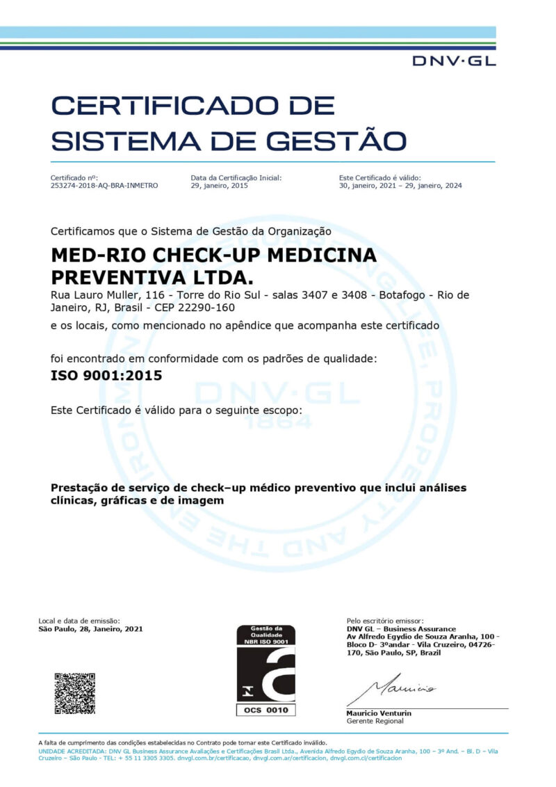 Certificações - Med-Rio Check-up